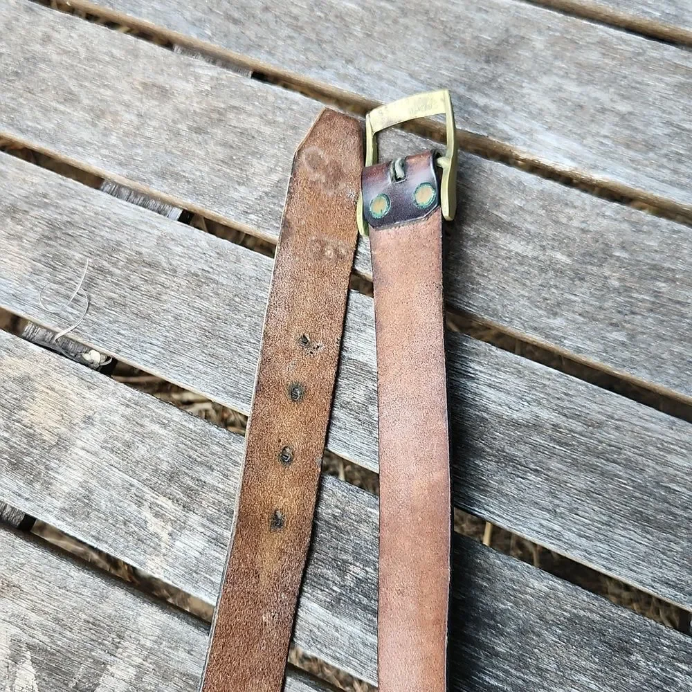Vintage Seafarer Leather Belt Brass Buckle